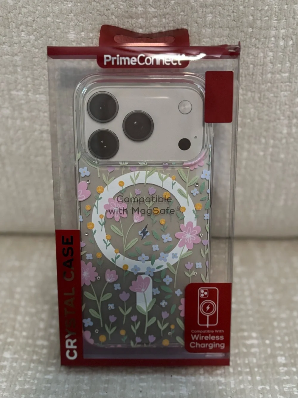iPhone 17 Floral Clear Phone Case - Pink & Green